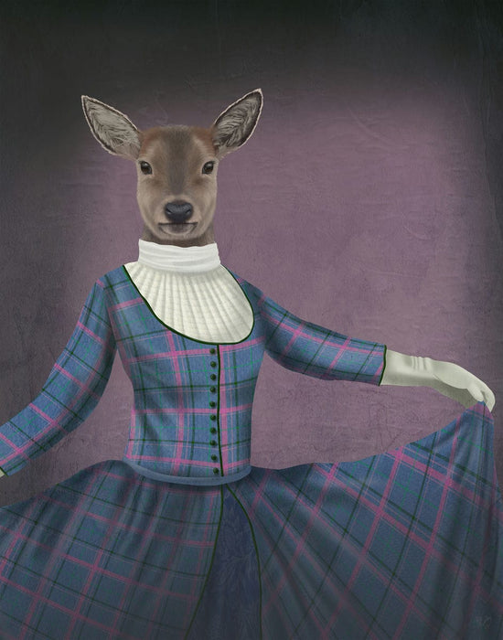 Scottish Deer Lady Bess MacBeth, Portrait, Art Print, Canvas, Wall Art | FabFunky