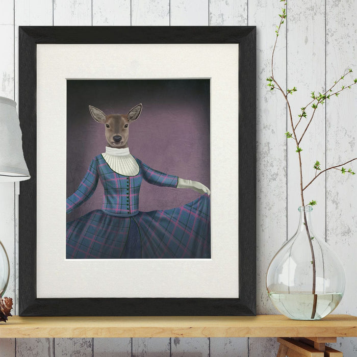 Scottish Deer Lady Bess MacBeth, Portrait, Art Print, Canvas, Wall Art | Print 14x11inch