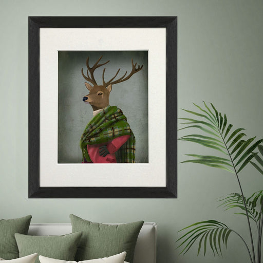 Scottish Deer Sir Shuggy Campbell, Portrait, Art Print, Canvas, Wall Art | Print 14x11inch