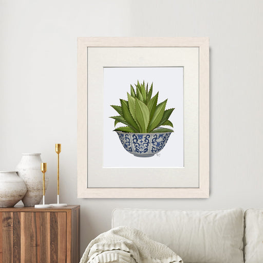 Chinoiserie Bowl with Succulent 1,  Art Print, Canvas art | Print 14x11inch