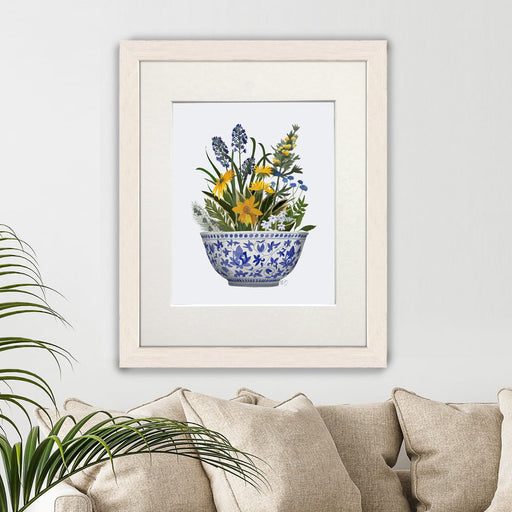 Chinoiserie Bowl with Wild Flowers 1, Art Print, Canvas art | Print 14x11inch