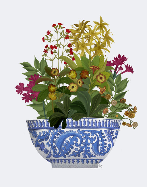 Chinoiserie Bowl with Wild Flowers 2, Art Print, Canvas art | FabFunky