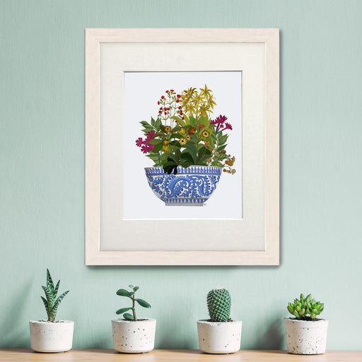 Chinoiserie Bowl with Wild Flowers 2, Art Print, Canvas art | Print 14x11inch