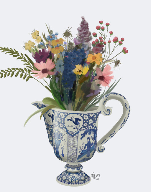 Chinoiserie Jug with Wildflowers, Art Print, Canvas art | FabFunky