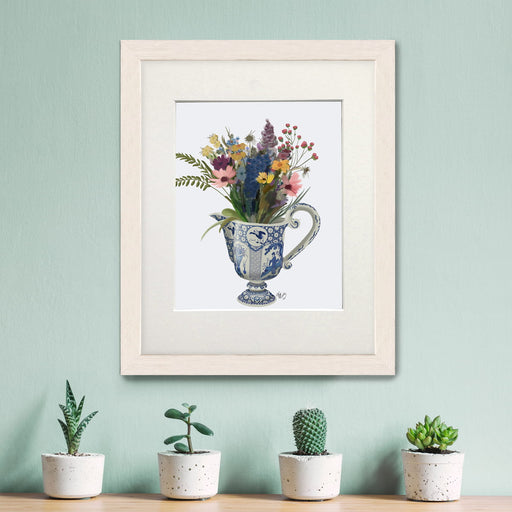 Chinoiserie Jug with Wildflowers, Art Print, Canvas art | Print 14x11inch