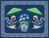 Monkey Twins and Planter on Blue, Chinoiserie Art Print, Canvas art | FabFunky