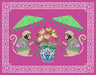 Monkey Twins and Planter on Pink, Chinoiserie Art Print, Canvas art | FabFunky