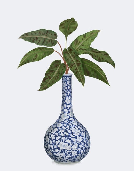 Chinoiserie Bud Vase and Plant, Art Print, Canvas art | FabFunky