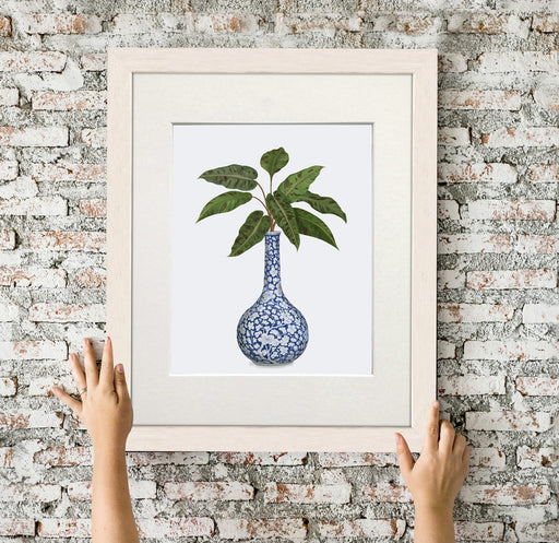 Chinoiserie Bud Vase and Plant, Art Print, Canvas art | Print 14x11inch