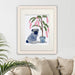 Chinoiserie Pug and Cherry Blossom On Grey, Art Print, Canvas art | Print 14x11inch