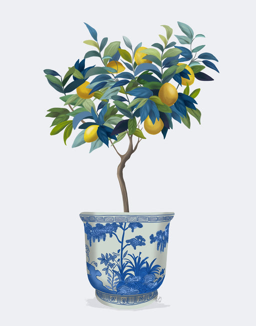 Lemon Tree in Chinoiserie Planter 1, Art Print, Canvas art | FabFunky