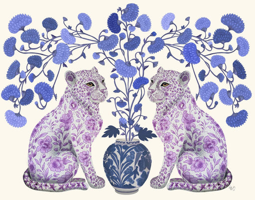 Chinoiserie Leopard Twins on Cream, Art Print, Canvas art | FabFunky