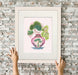 Pink Green Vase 1, Chinoiserie Art Print, Canvas art | Print 14x11inch