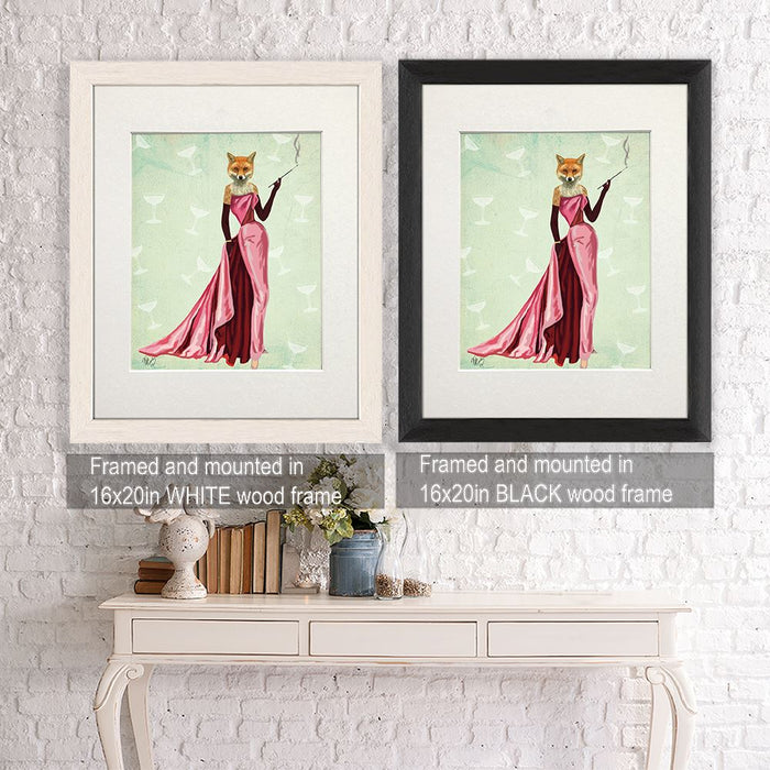 Glamour Fox in Pink, Art Print, Canvas Wall Art | Canvas 18x24inch
