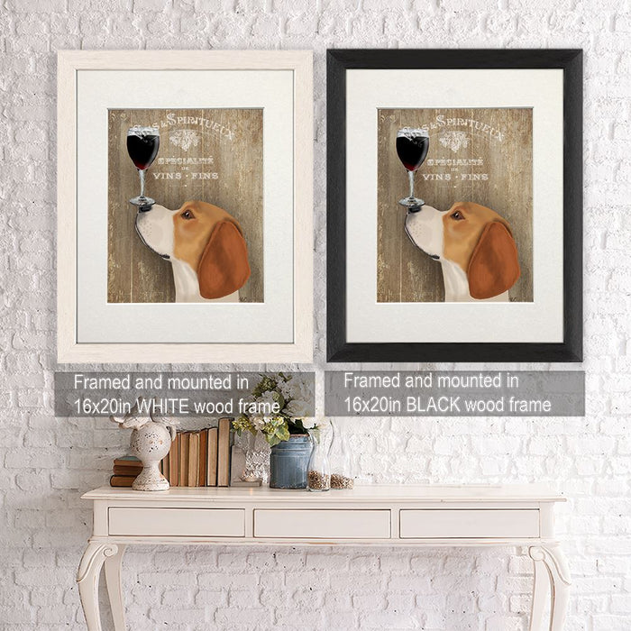 Beagle, Dog Au Vin, Dog Art Print, Wall art | Framed Black