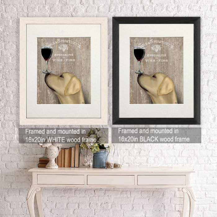 Labrador Yellow, Dog Au Vin, Dog Art Print, Wall art | Framed Black