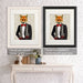 Fox with Red Bow Tie, Art Print, Canvas Wall Art | Framed White