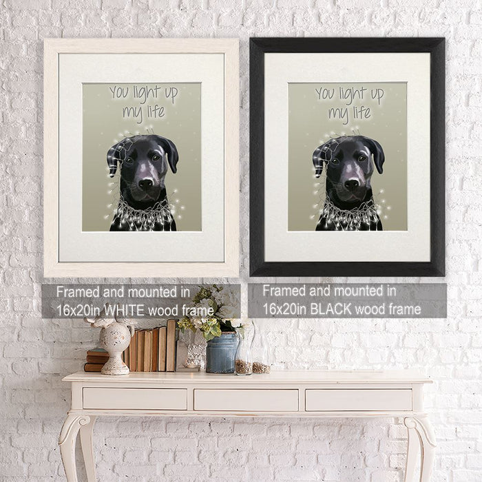 Labrador Black, You Light Up, Dog Art Print, Wall art | Framed Black