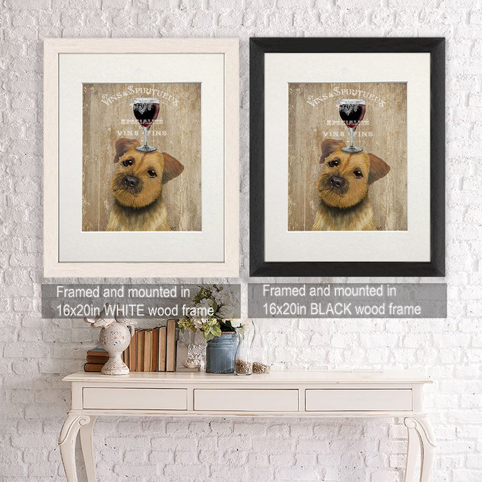 Border Terrier, Dog Au Vin, Dog Art Print, Wall art | Framed Black