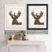 Deer Birdkeeper, Scottish, Art Print, Canvas Wall Art | Framed White