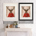 Deer in Red and Gold Jacket, Portrait, Art Print | Framed White