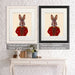 Military Rabbit in Red, Art Print, Canvas Wall Art | Framed White
