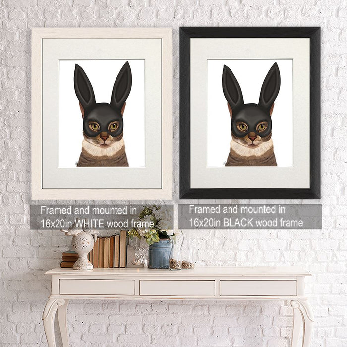 Cat with Bunny Mask, Art Print, Canvas Wall Art | Print 24x36in