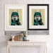 Husky in Hat and Scarf, Dog Art Print, Wall art | Framed Black
