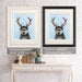 Husky and Antlers, Dog Art Print, Wall art | Framed Black