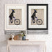 Labrador Black on Bicycle, Dog Art Print, Wall art | Framed Black