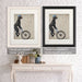 Poodle on Bicycle, Black, Dog Art Print, Wall art | Framed Black