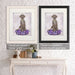 Weimaraner on Purple Cushion, Dog Art Print, Wall art | Framed Black