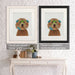 Labradoodle Golden and Flower Glasses, Dog Art Print, Wall art | Framed Black