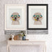 Poodle, White and Flower Glasses, Dog Art Print, Wall art | Framed Black
