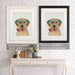 Labrador Yellow and Flower Glasses, Dog Art Print, Wall art | Framed Black
