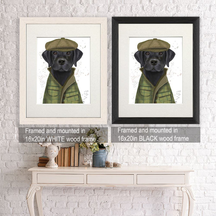 Labrador Black Country Dog, Dog Art Print, Wall art | Framed Black