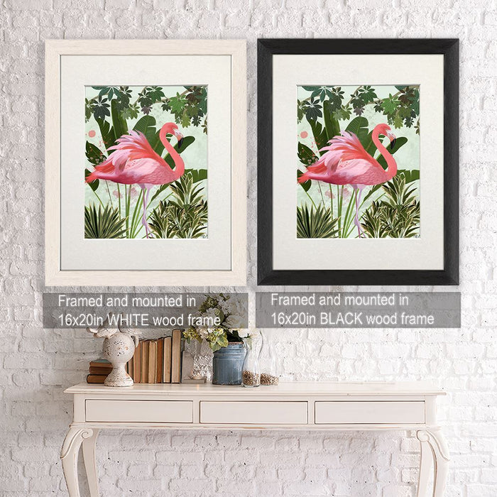 Hot House Flamingo 1, Bird Art Print, Wall Art | Framed White