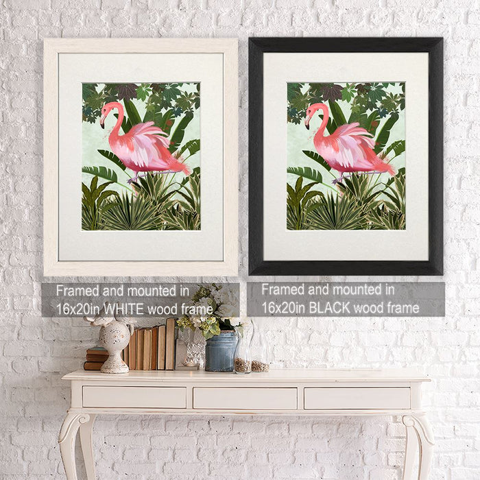 Hot House Flamingo 2, Bird Art Print, Wall Art | Framed White