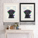 Labrador Black and Flower Glasses, Dog Art Print, Wall art | Framed Black