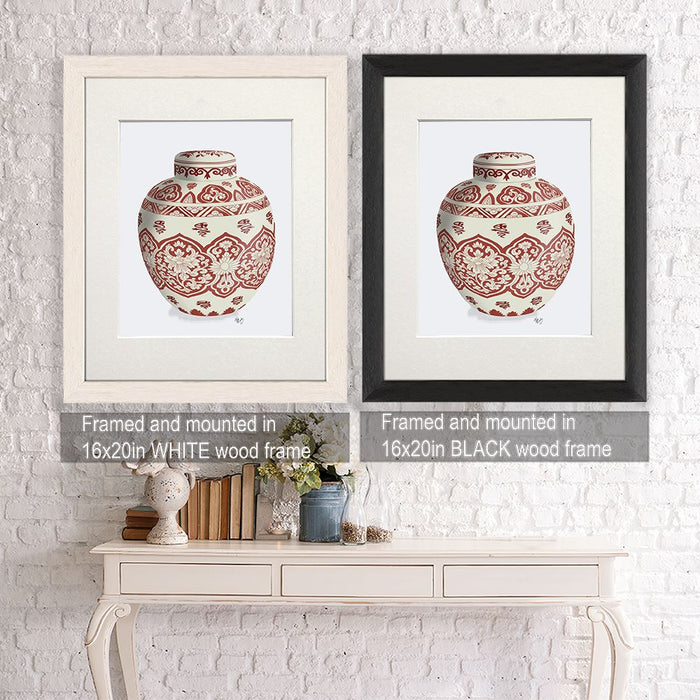 Chinoiserie Vase Symbol Red, Art Print