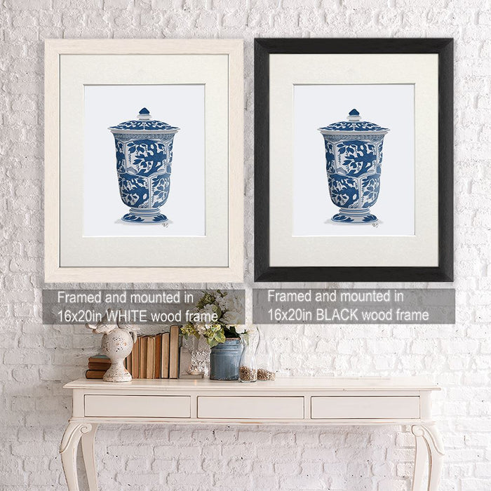 Chinoiserie Vase Tree Blue, Art Print