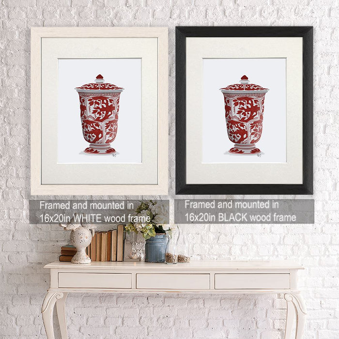 Chinoiserie Vase Tree Red, Art Print