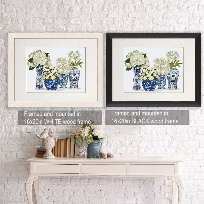 Chinoiserie Flower Quartet 2, Blue, Art Print