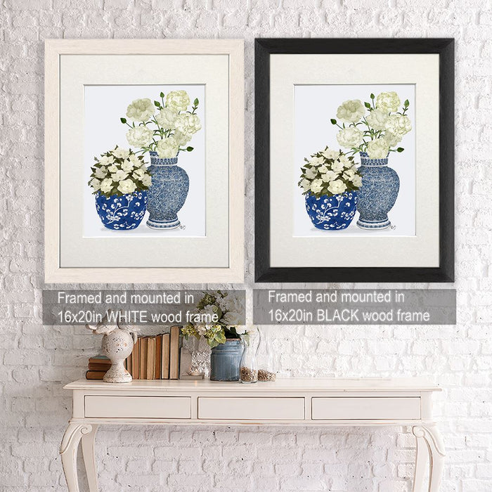 Chinoiserie Flower Duo 1, Blue, Art Print