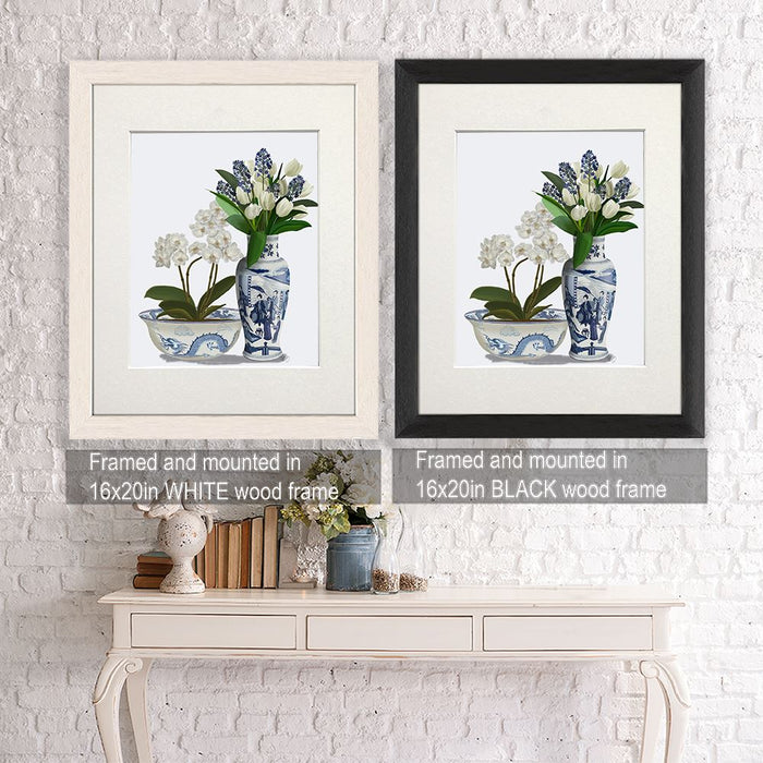 Chinoiserie Flower Duo 4, Blue, Art Print