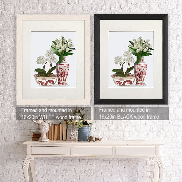 Chinoiserie Flower Duo 4, Red, Art Print | Canvas 11x14inch