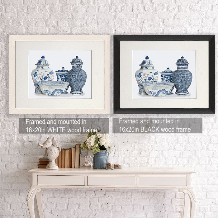 Chinoiserie Vase Quartet 3, Blue, Art Print