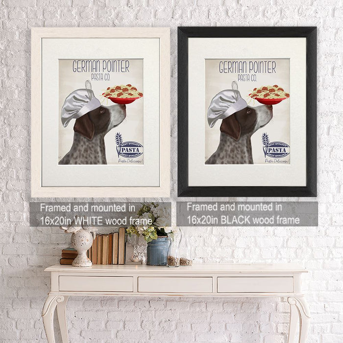 German Pointer Brown Pasta Cream, Dog Art Print, Wall art | Framed Black