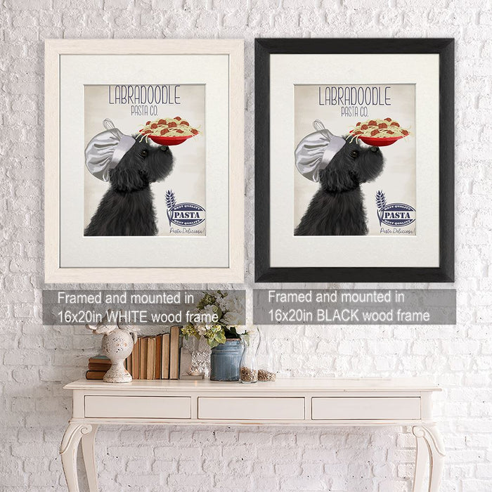 Labradoodle Black Pasta Cream, Dog Art Print, Wall art | Framed Black