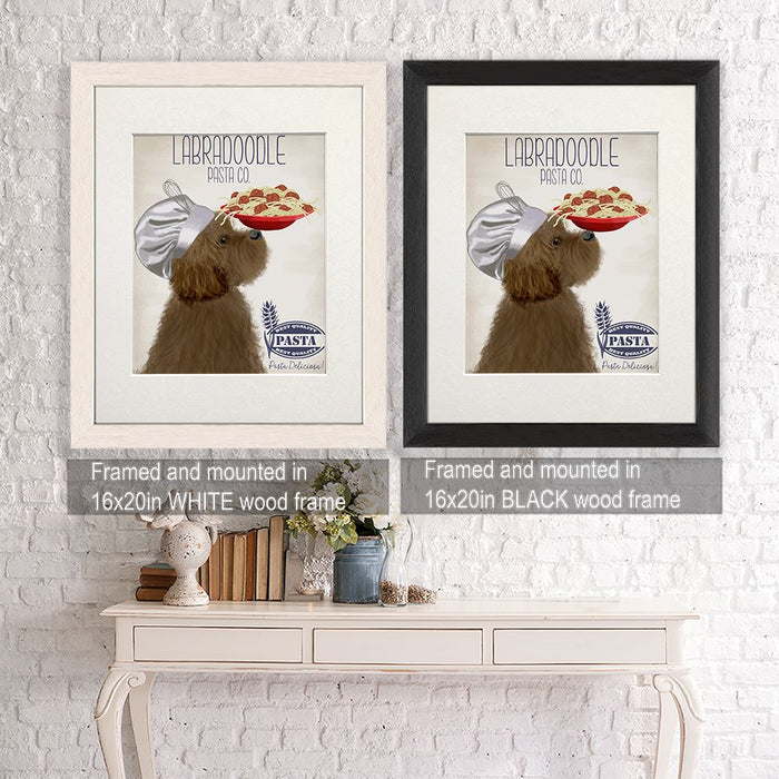 Labradoodle Brown Pasta Cream, Dog Art Print, Wall art | Framed Black